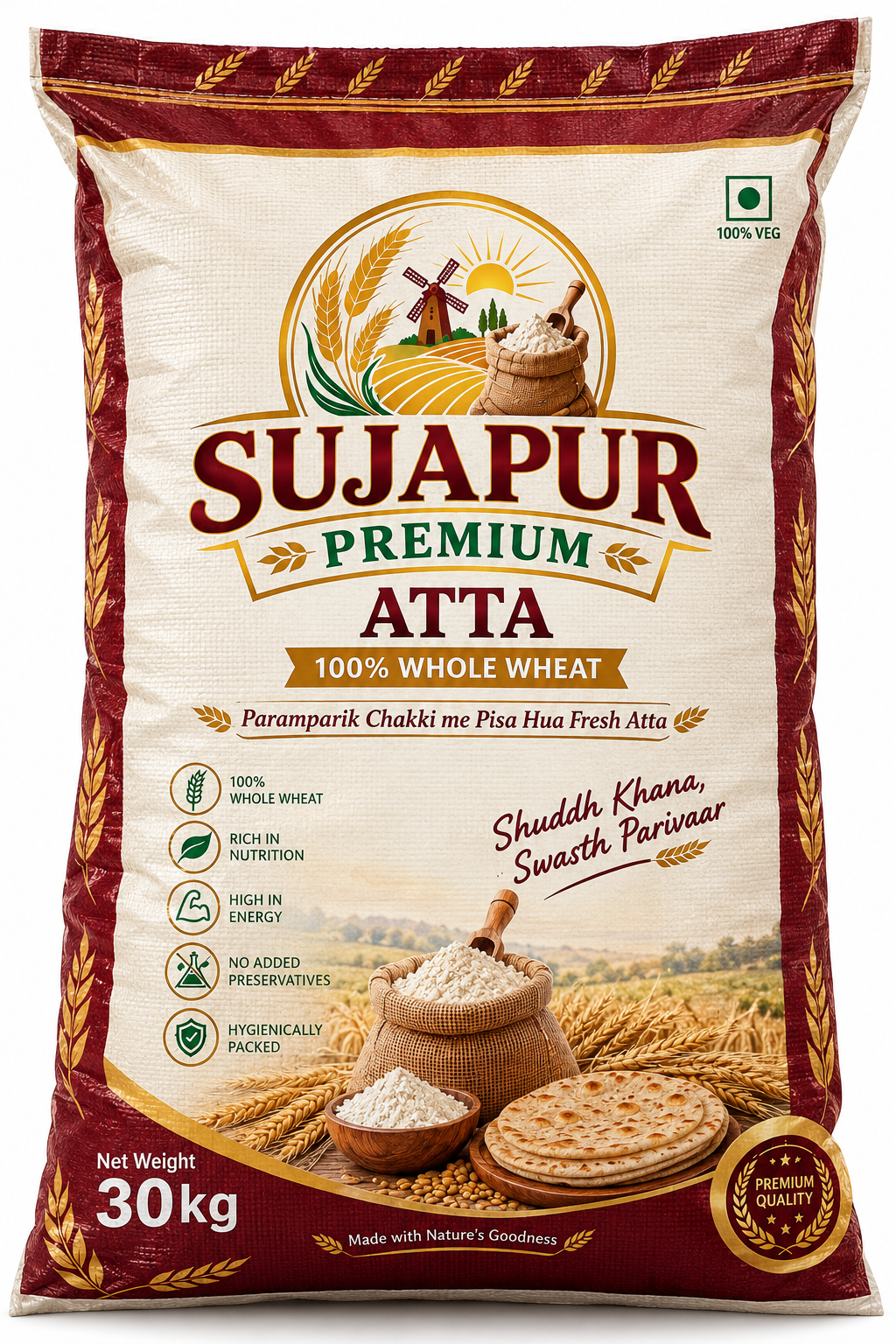 Sujapur Premium Atta 30kg Pack